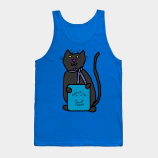 Cute Cat with Positive Vibes Smiley Face Tank Top